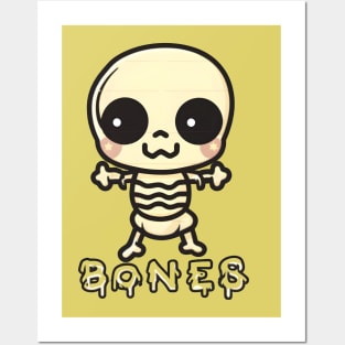 Cute Kawaii skeleton Posters and Art